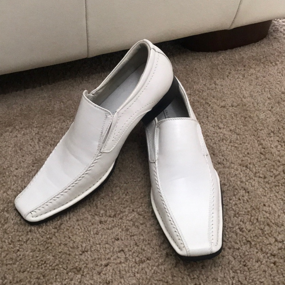 White leather dress shoes